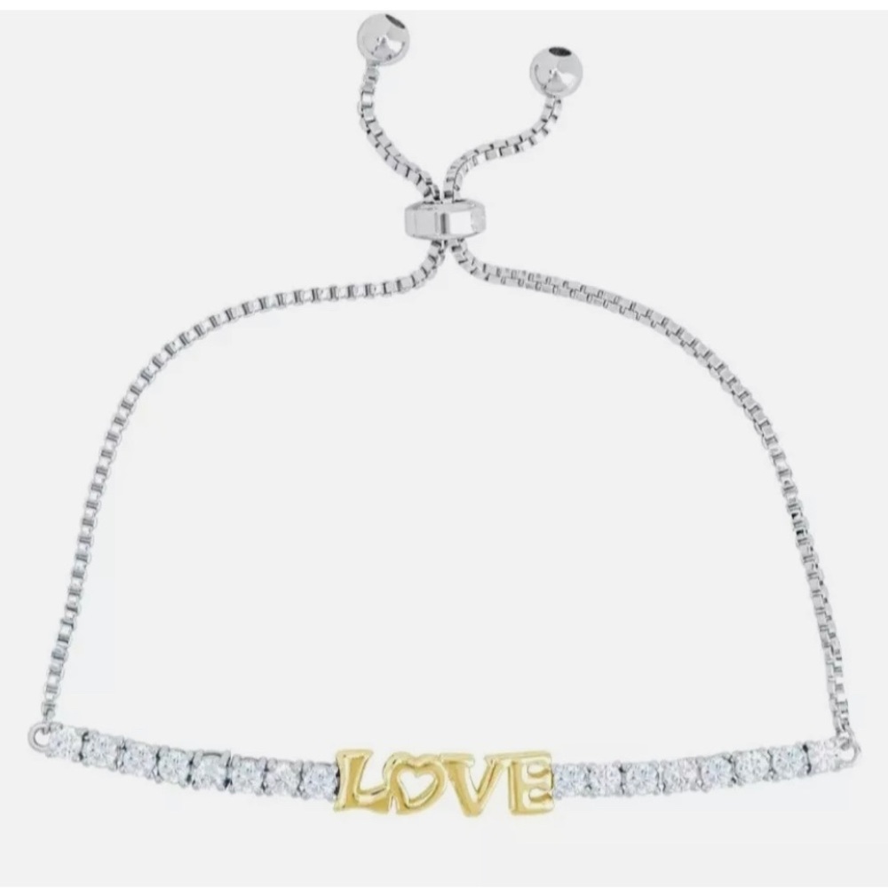 Macys Love Adjustable Bracelet with Fine Silver, Gold and Crystals